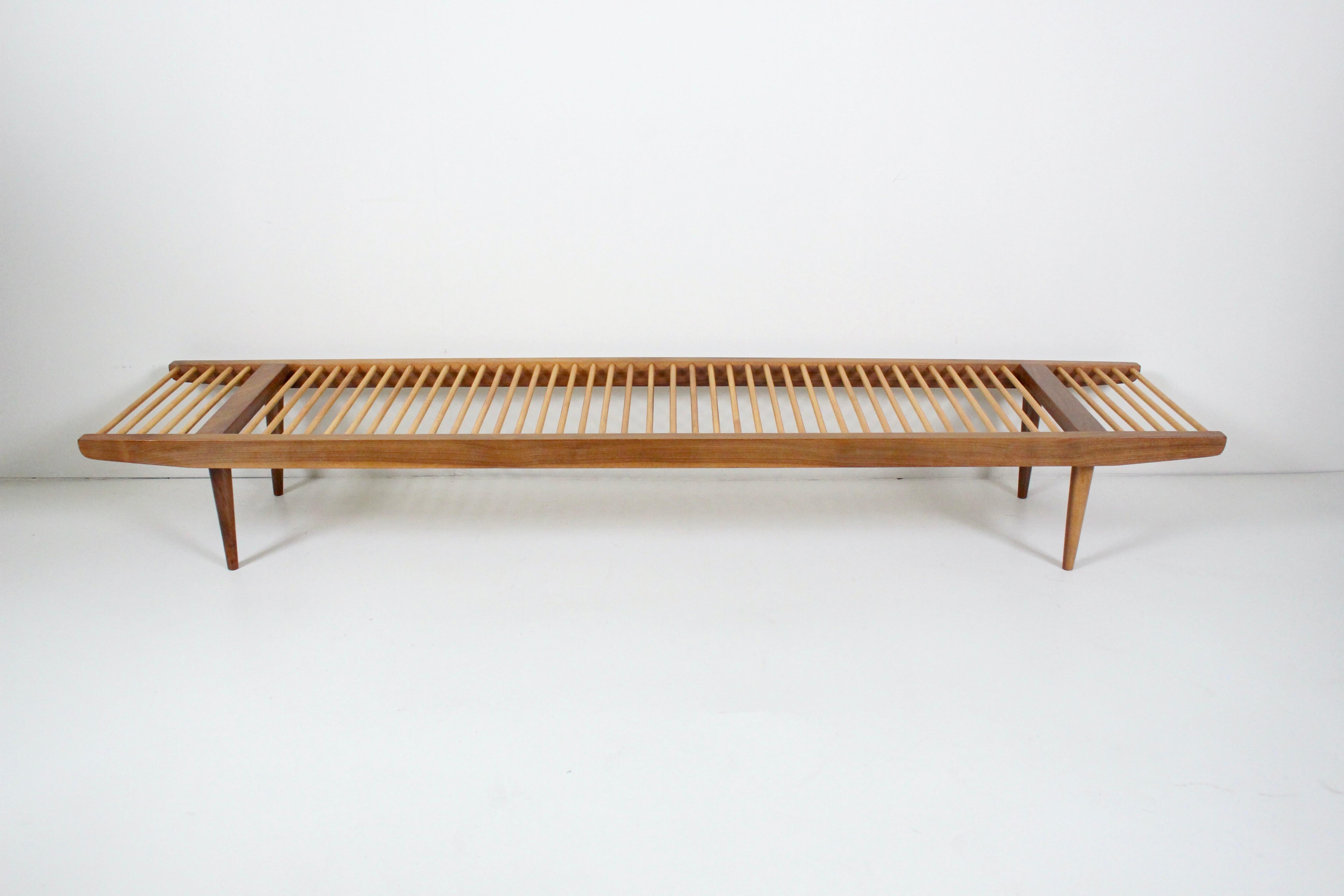 Milo Baughman Walnut and Maple Long Dowel Bench, 1950s For Sale 12
