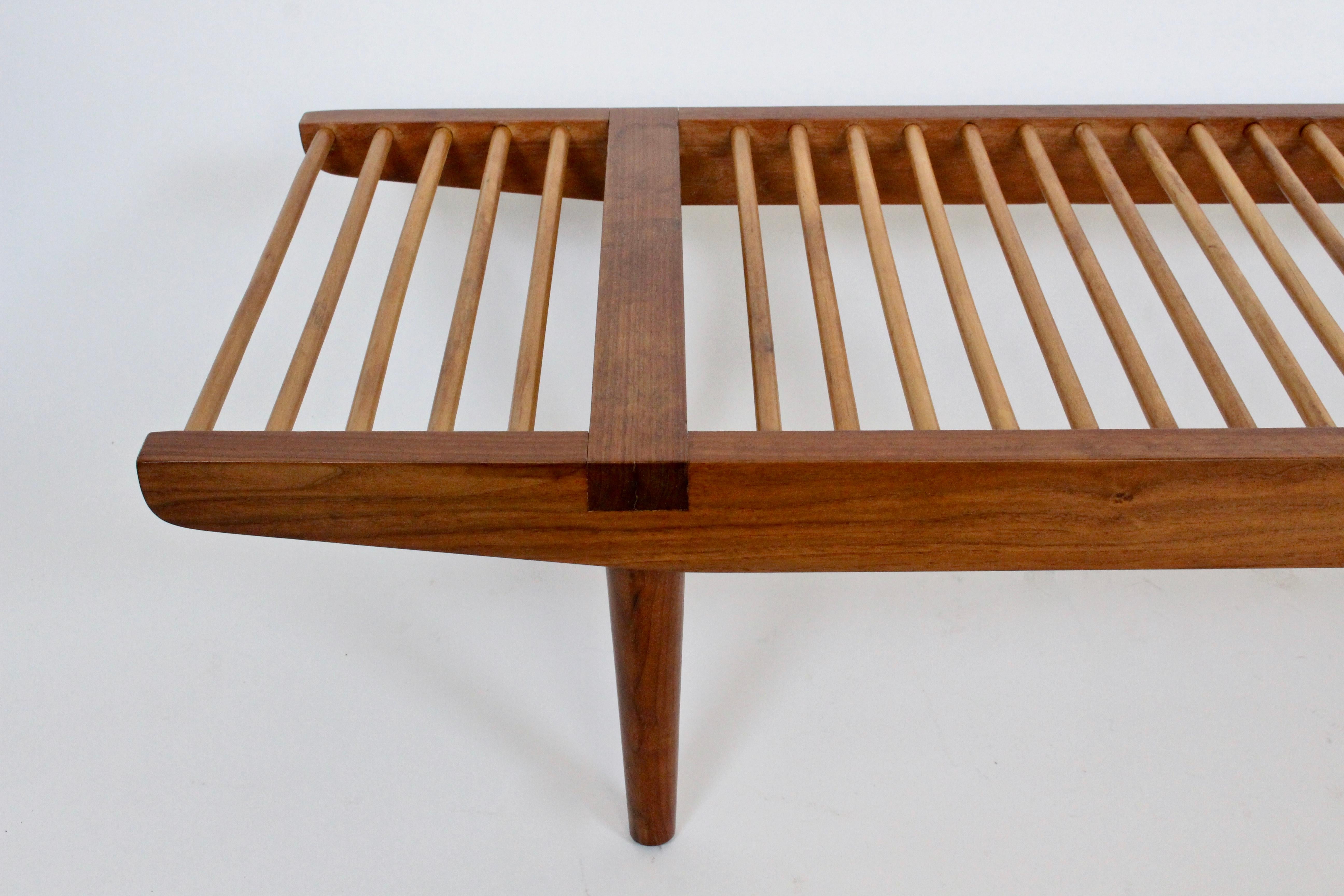 Mid-20th Century Milo Baughman Walnut and Maple Long Dowel Bench, 1950s