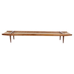 Milo Baughman Walnut and Maple Long Dowel Bench, 1950s