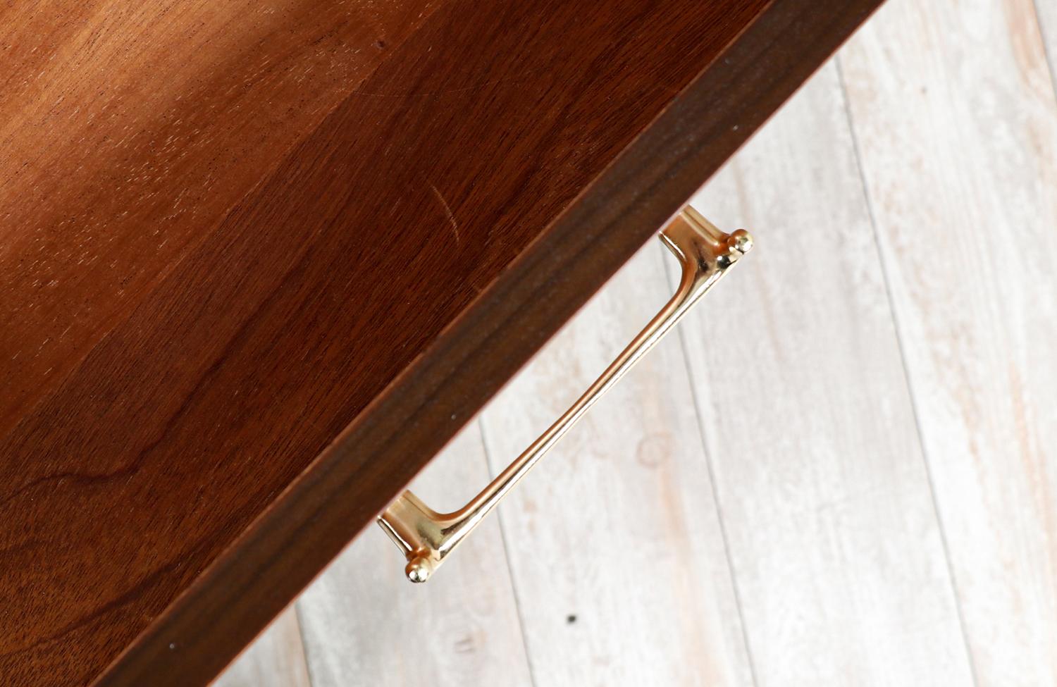 Milo Baughman Walnut Chest Of Drawers With Brass Handles For Drexel For milo-baughman-walnut-chest-of-drawers-with-brass-handles-for-drexel-for