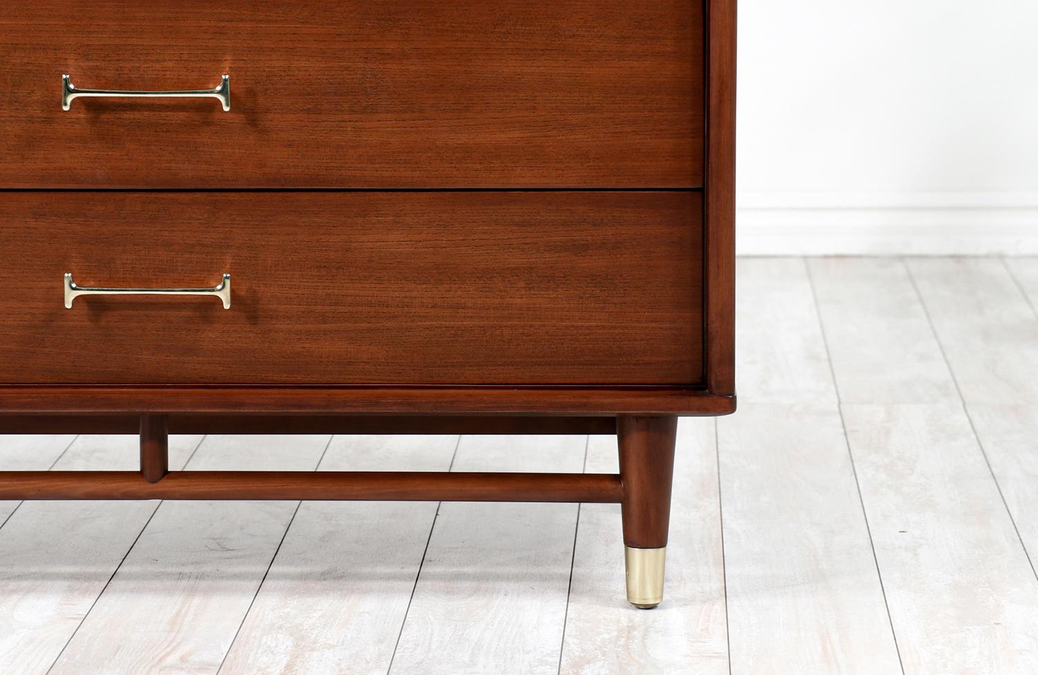 Milo Baughman Walnut Chest Of Drawers With Brass Handles For Drexel For milo-baughman-walnut-chest-of-drawers-with-brass-handles-for-drexel-for