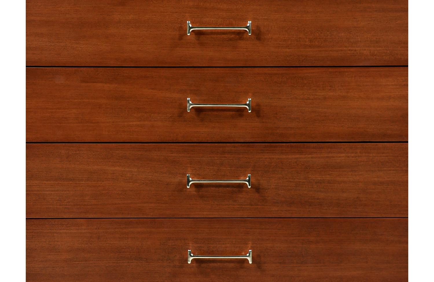Milo Baughman Walnut Chest of Drawers with Brass Handles for Drexel 2