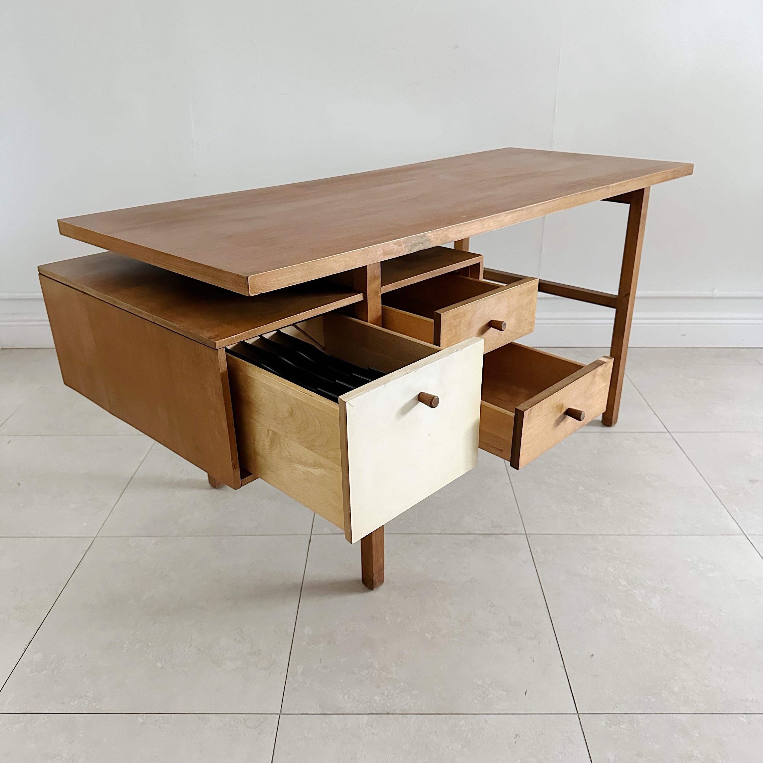 American Milo Baughman Walnut Desk, 1950s