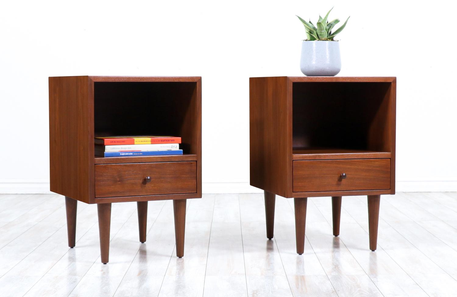 Milo Baughman walnut night stands for Glenn of California.