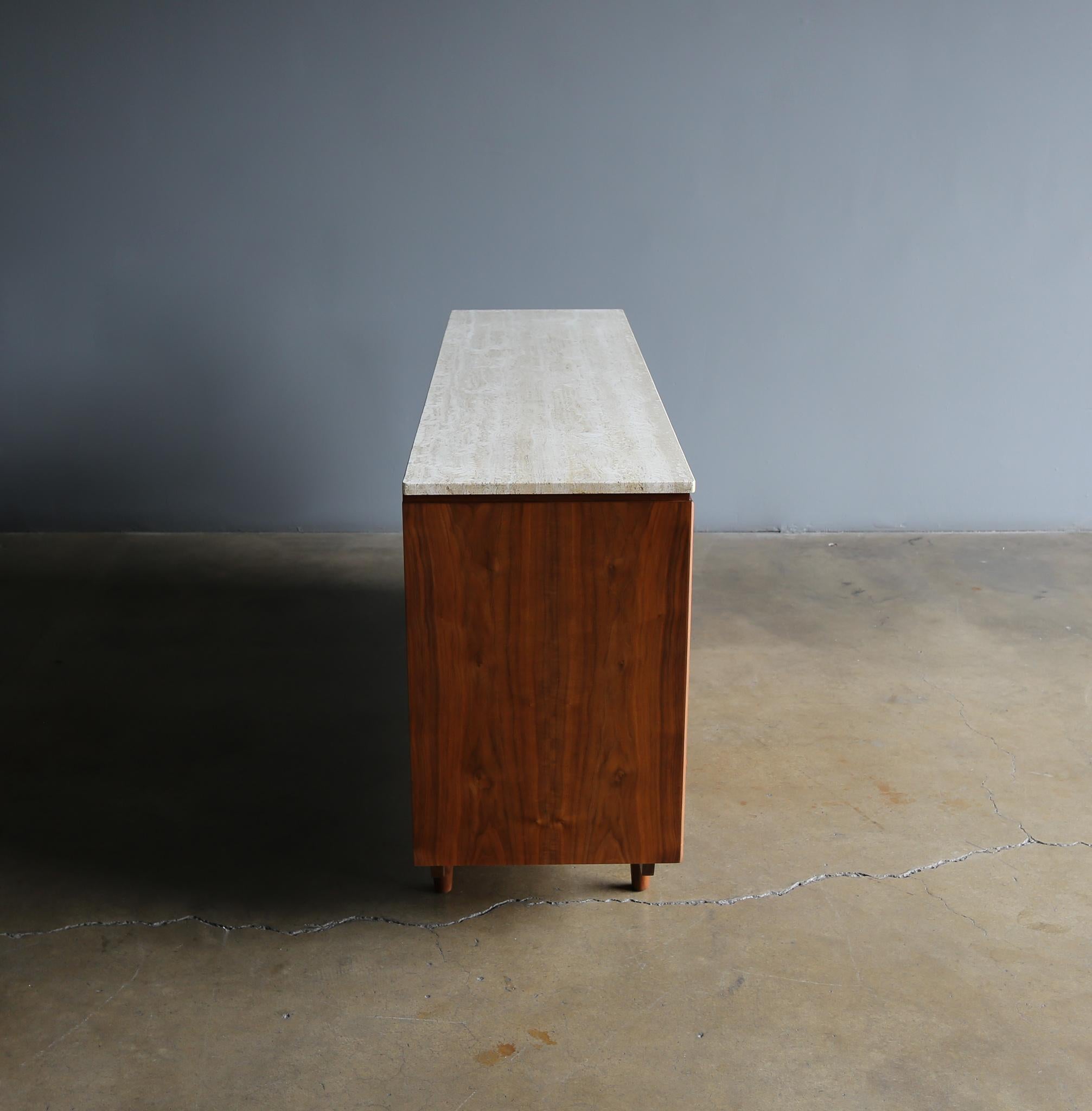 Milo Baughman Walnut & Travertine Dresser for Glenn of California, circa 1955 13