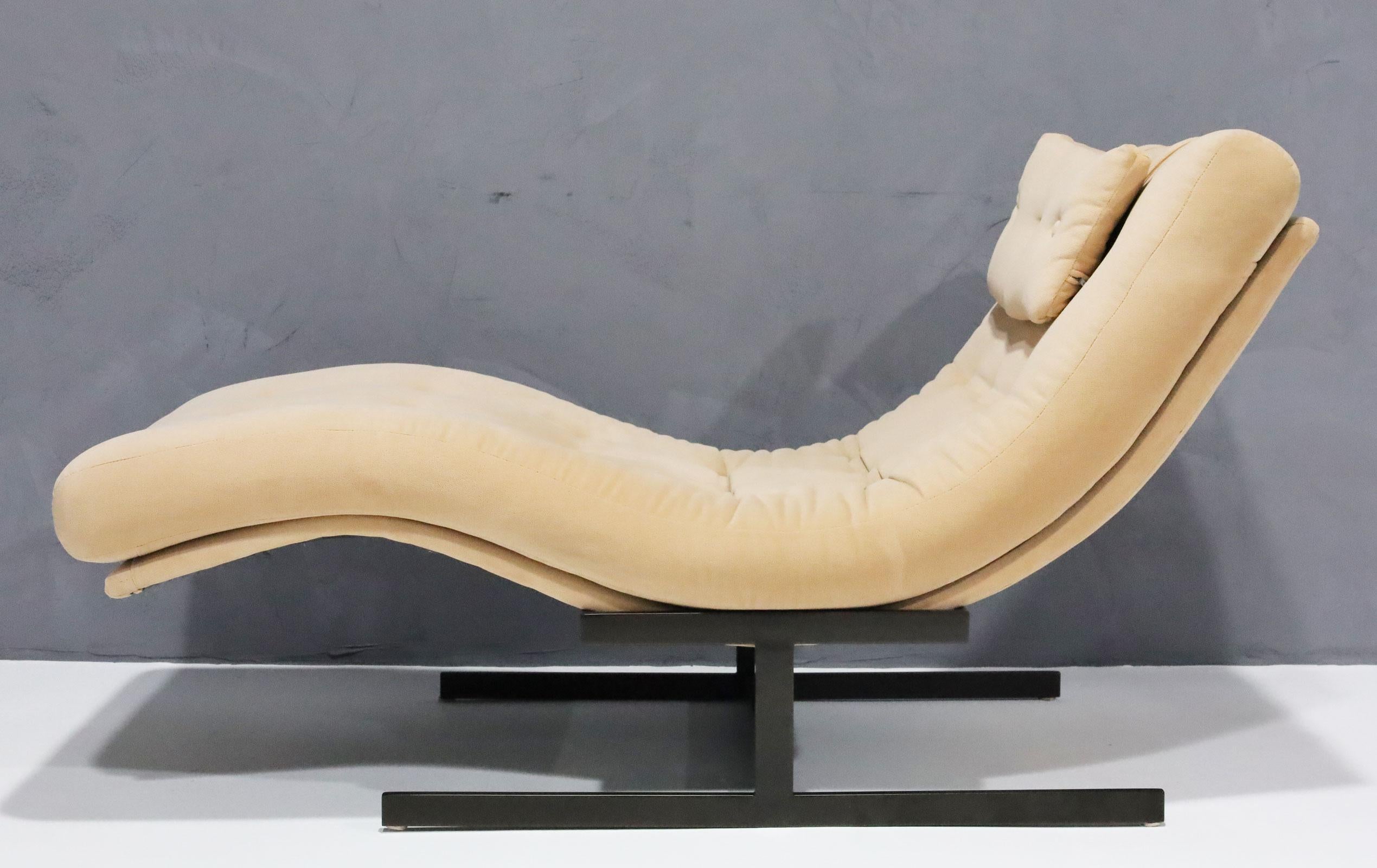 A great looking chaise in the style of Milo Baughman and referred to as the 