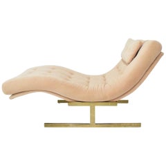 Carsons Wave Chaise in Blush Pink with Brass Frame
