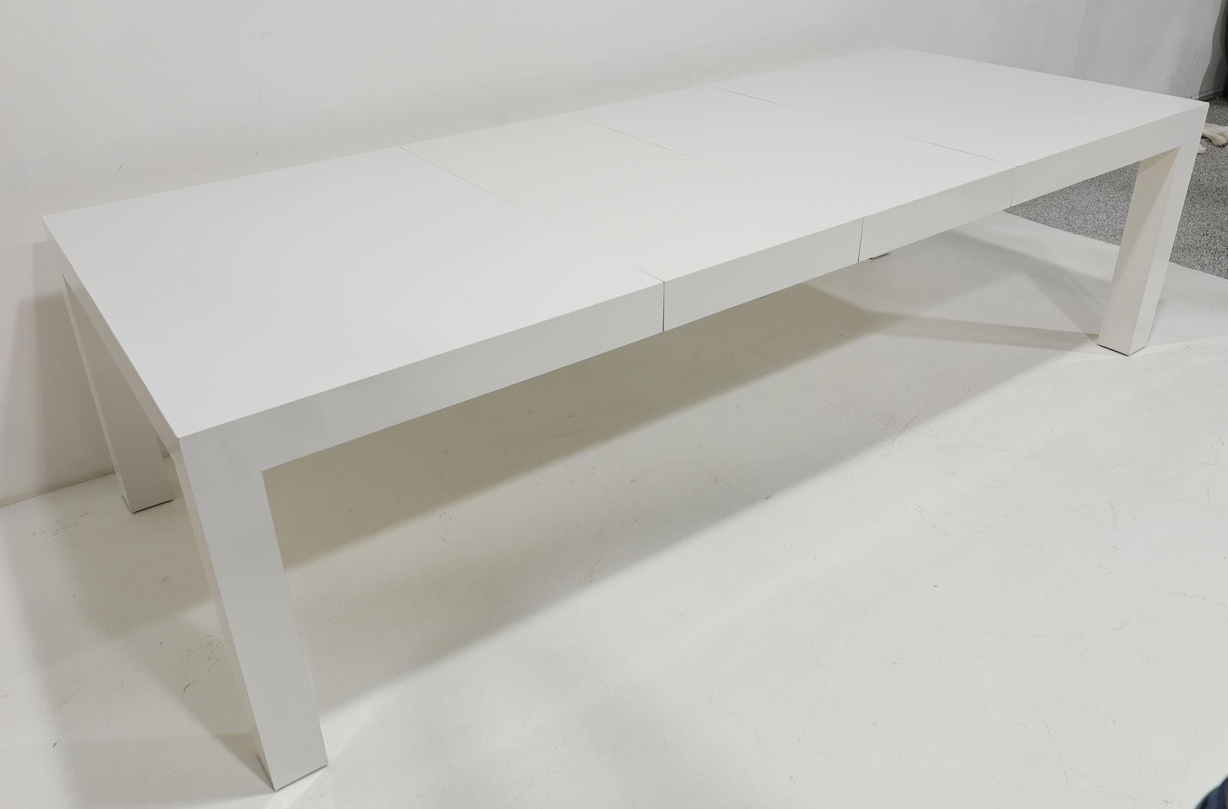 American Milo Baughman White Lacquer Parsons Dining Table