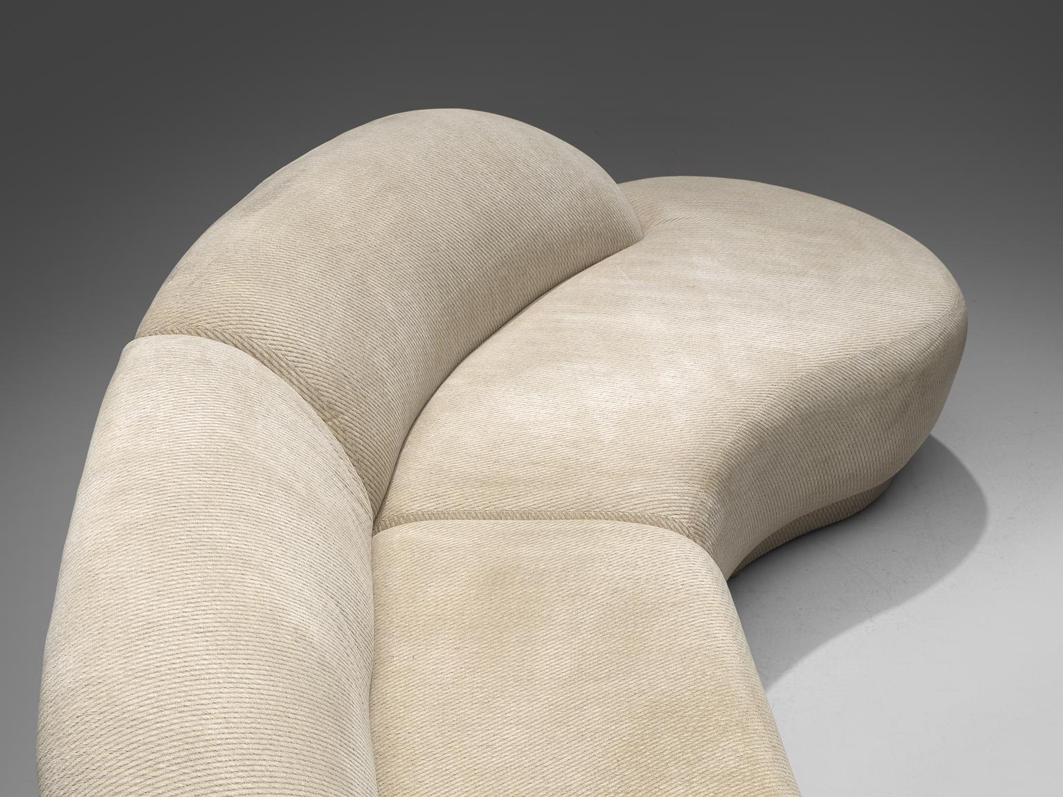 Mid-Century Modern Milo Baughman White Serpentine Curved Sofa