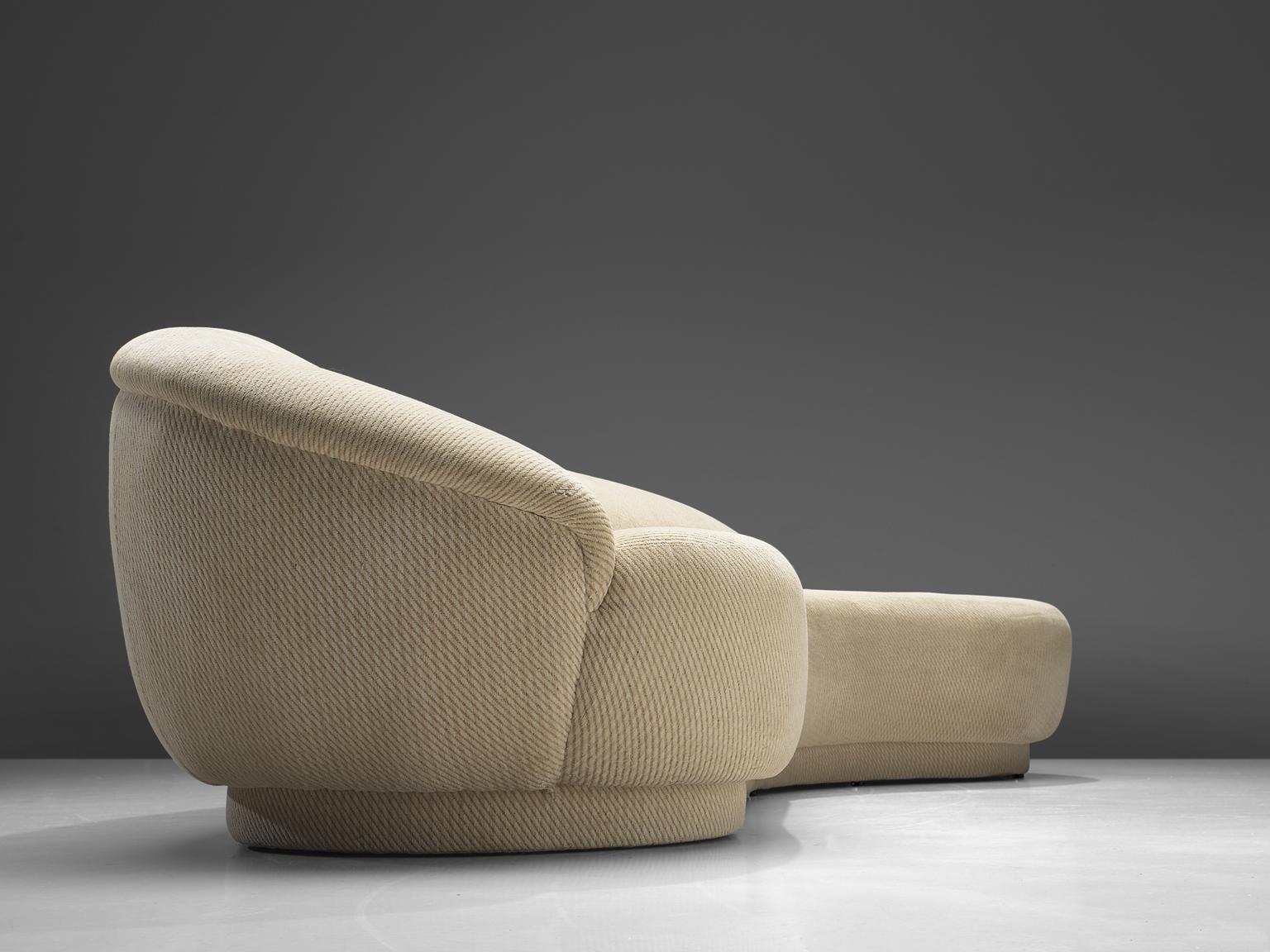 American Milo Baughman White Serpentine Curved Sofa