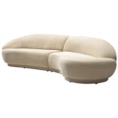 Milo Baughman White Serpentine Curved Sofa