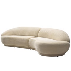 Milo Baughman White Serpentine Curved Sofa