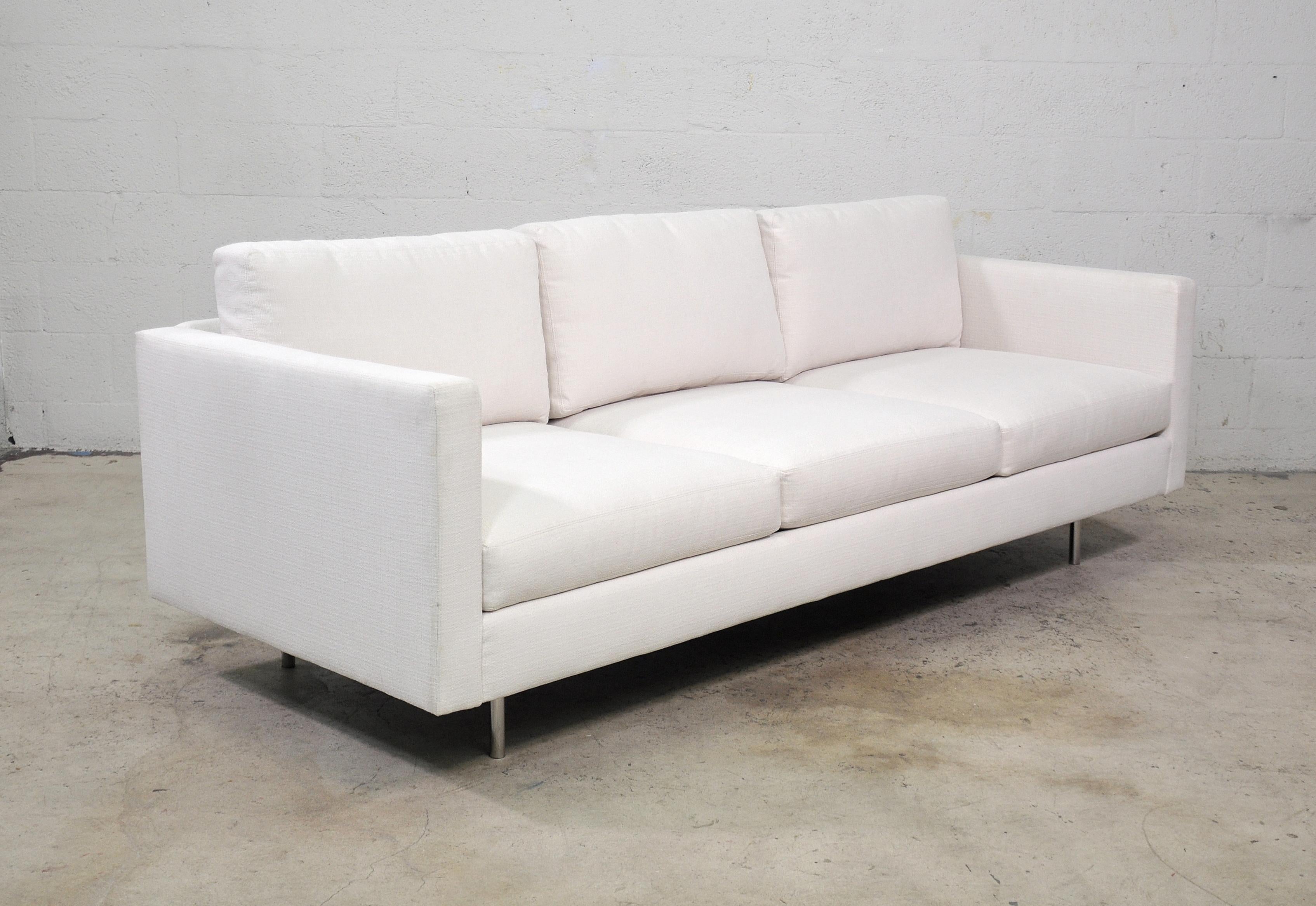 Milo Baughman White Sofa, Thayer Coggin 855 Design Classic 3