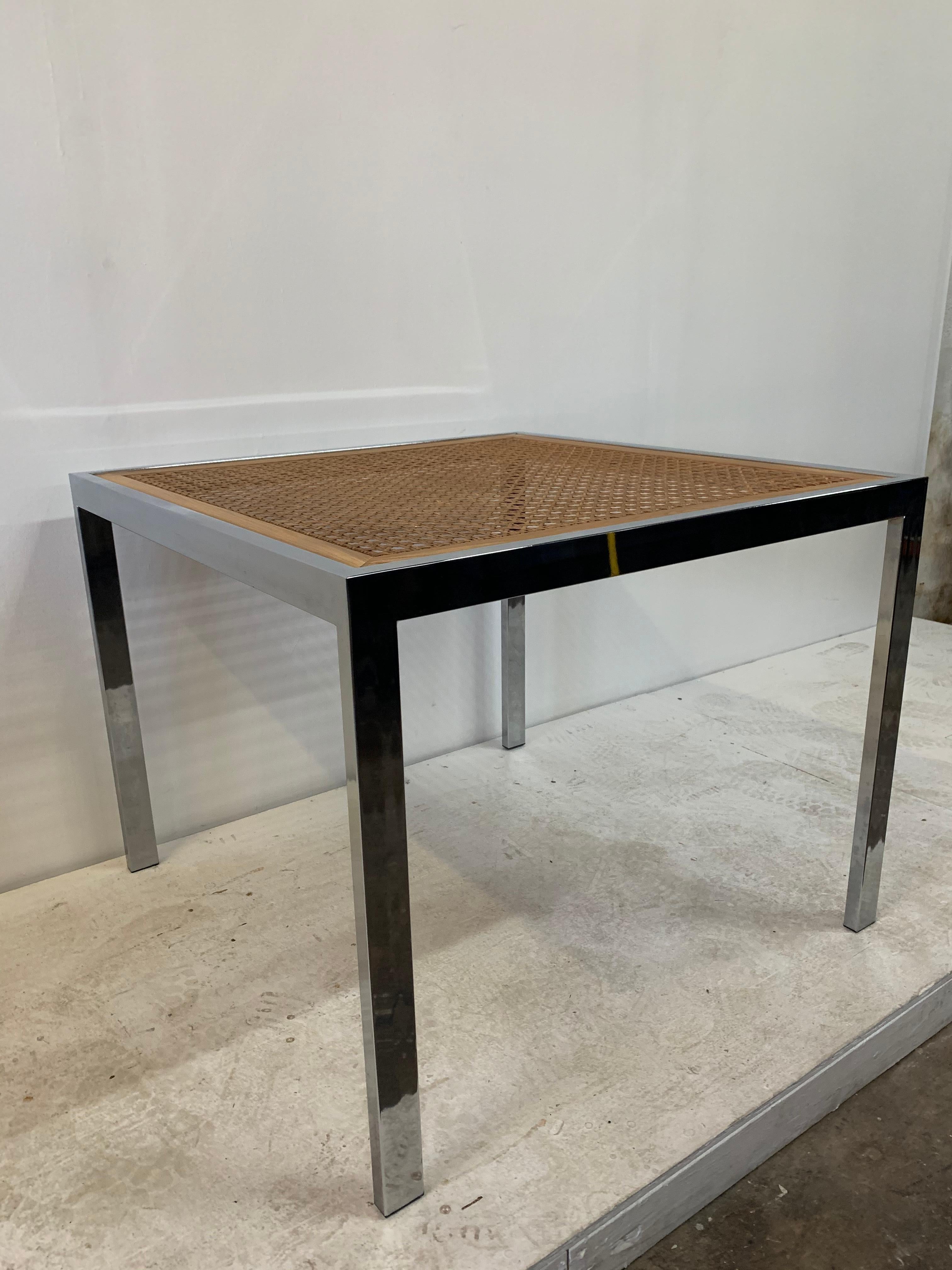 Mid Century Modern Wicker and Chrome Game Table 4