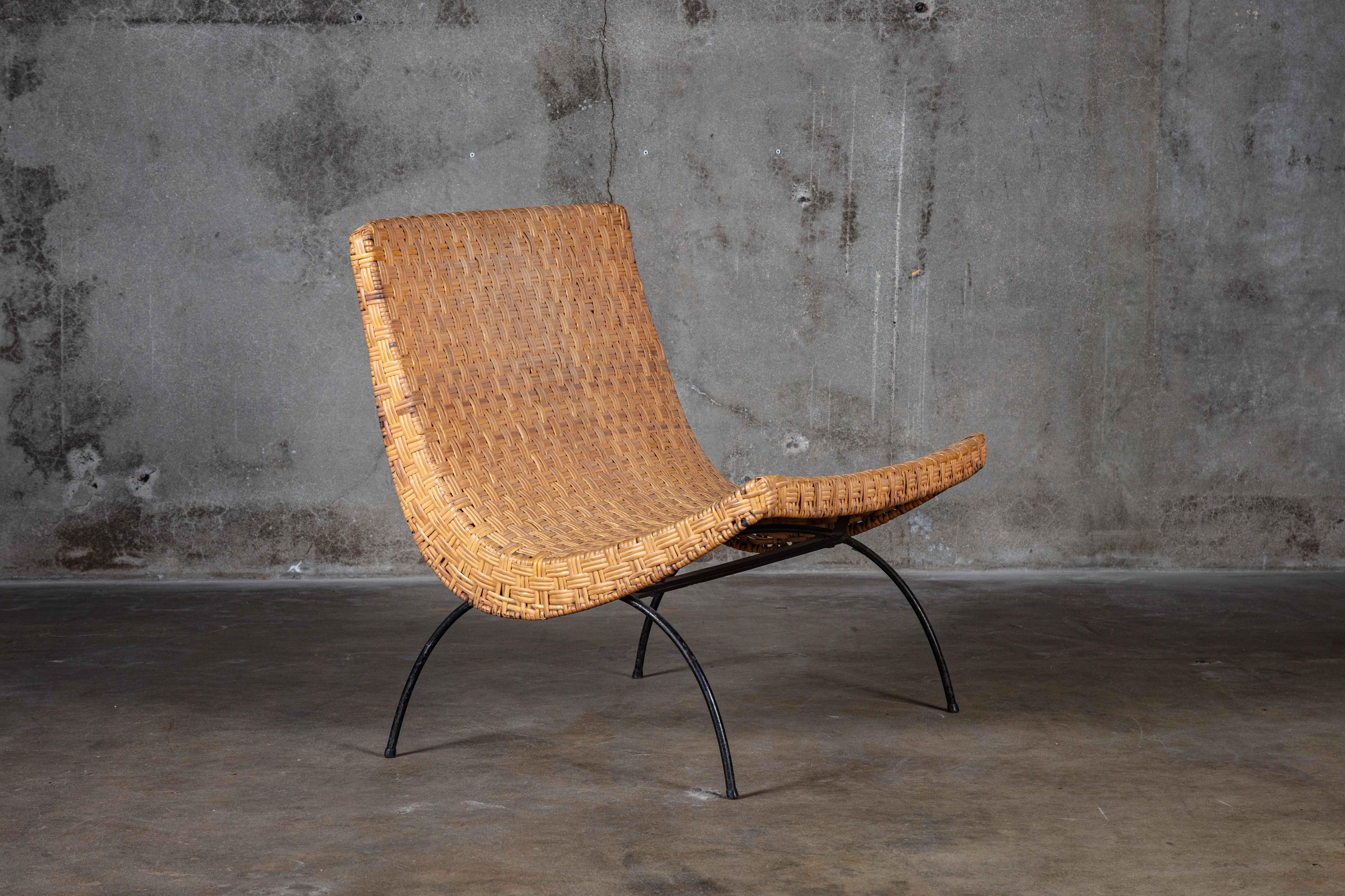 American Milo Baughman Woven Lounge Chair