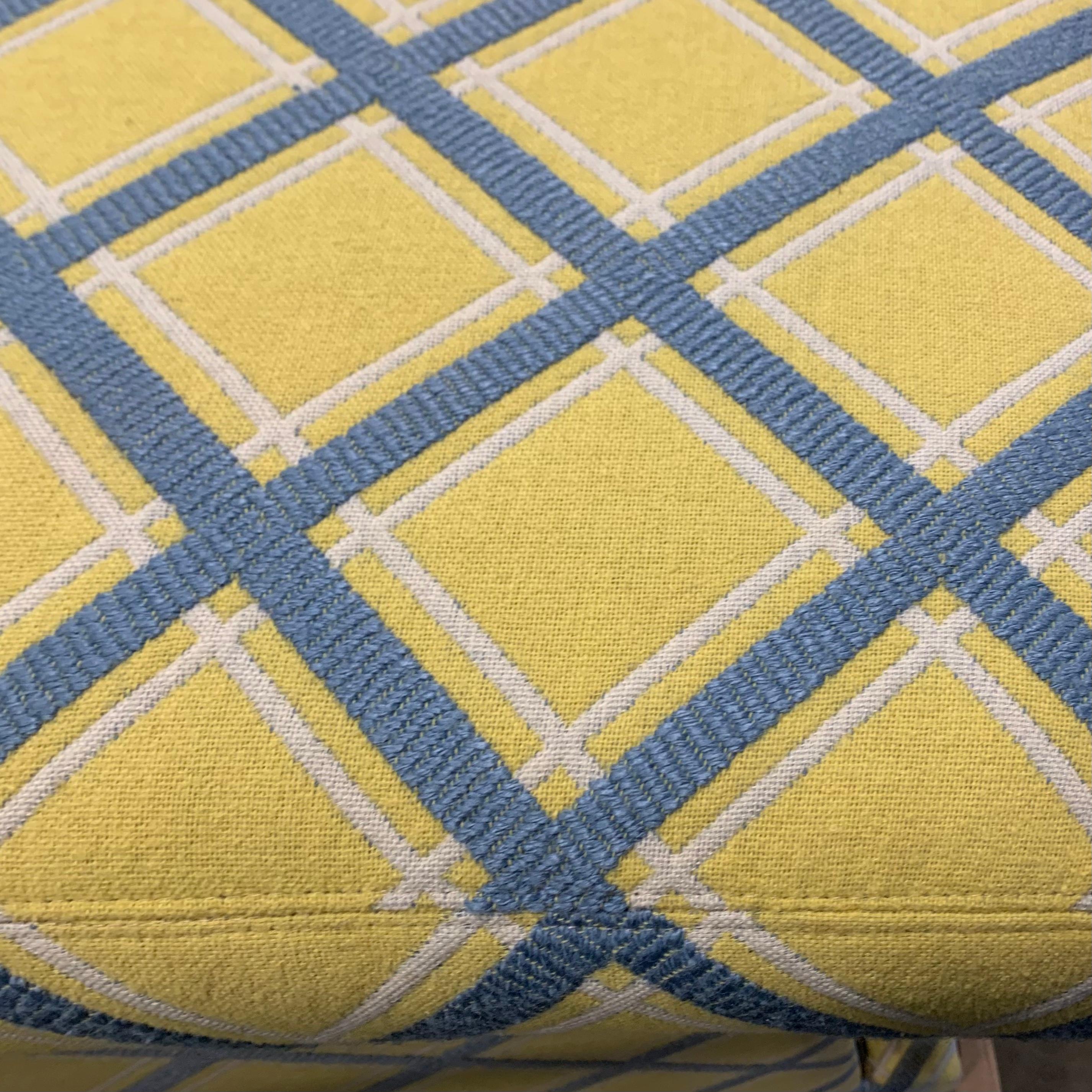 Milo Baughman Yellow & Blue Lattice Three-Piece Sectional, Thayer Coggin, 1970s  In Good Condition In Brooklyn, NY