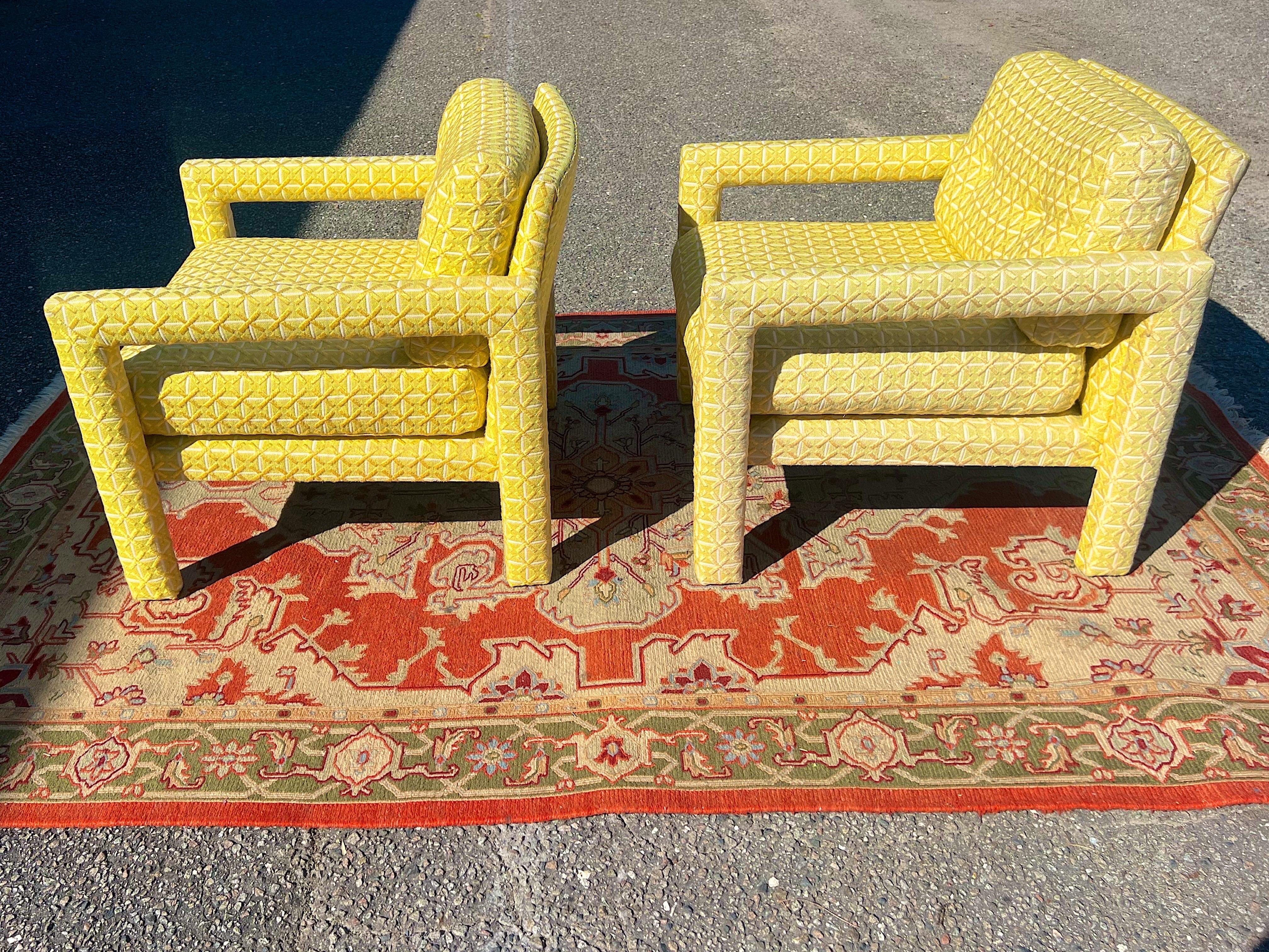 Milo Baughman Yellow Parsons Chairs 4