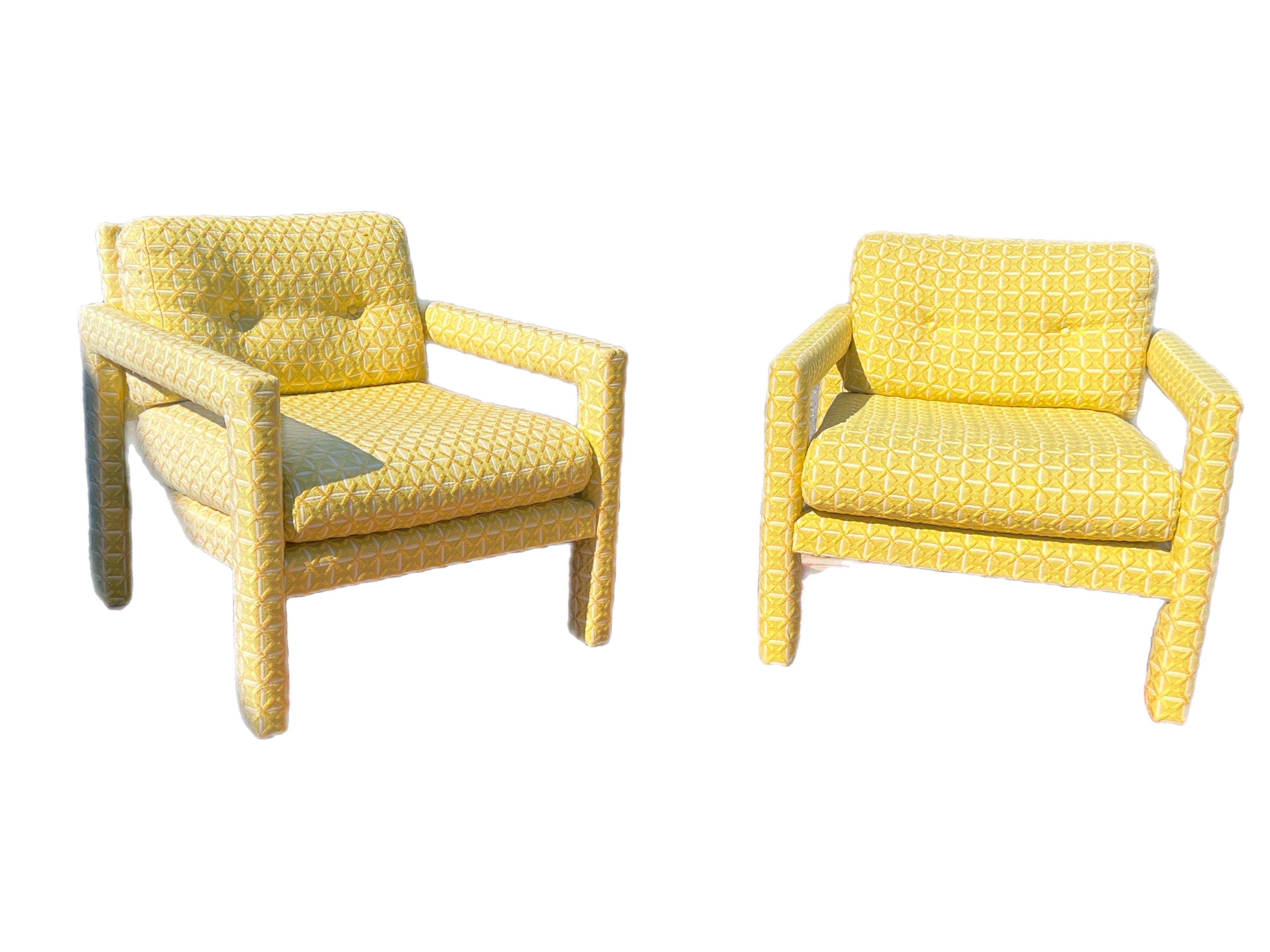Mid-Century Modern Milo Baughman Yellow Parsons Chairs