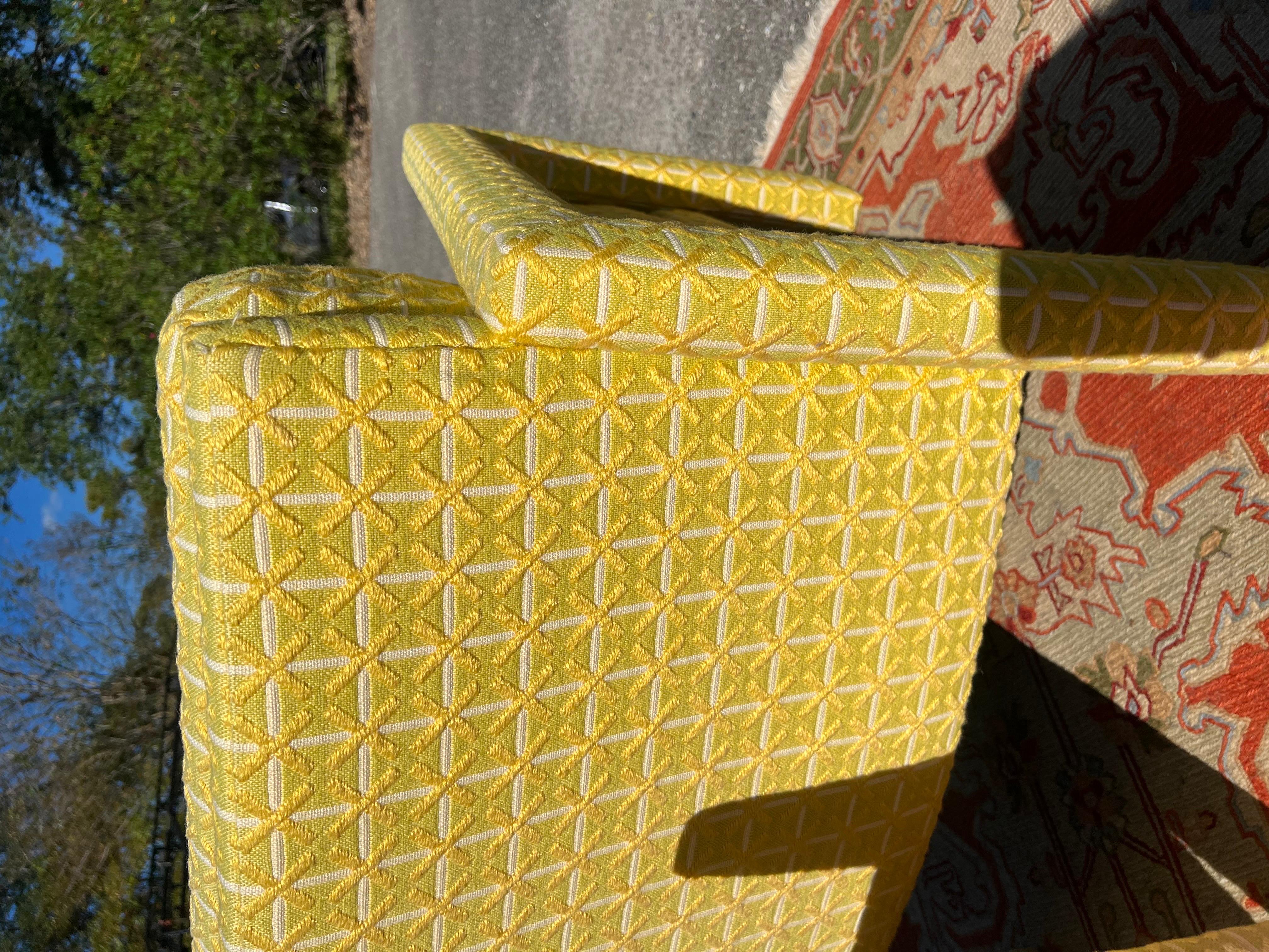 Upholstery Milo Baughman Yellow Parsons Chairs