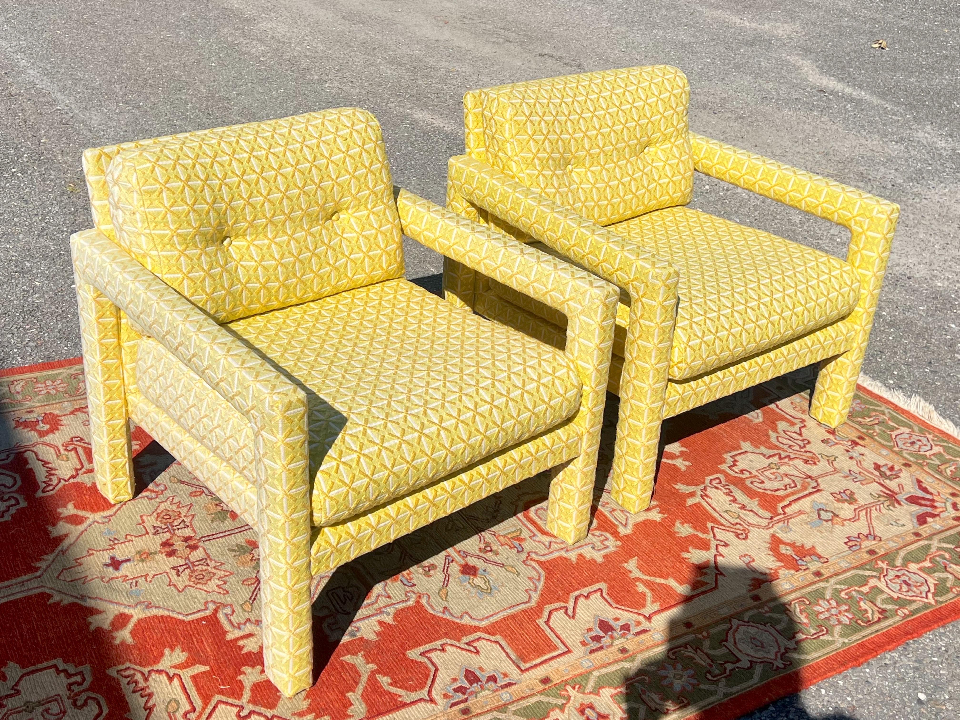 Milo Baughman Yellow Parsons Chairs 1