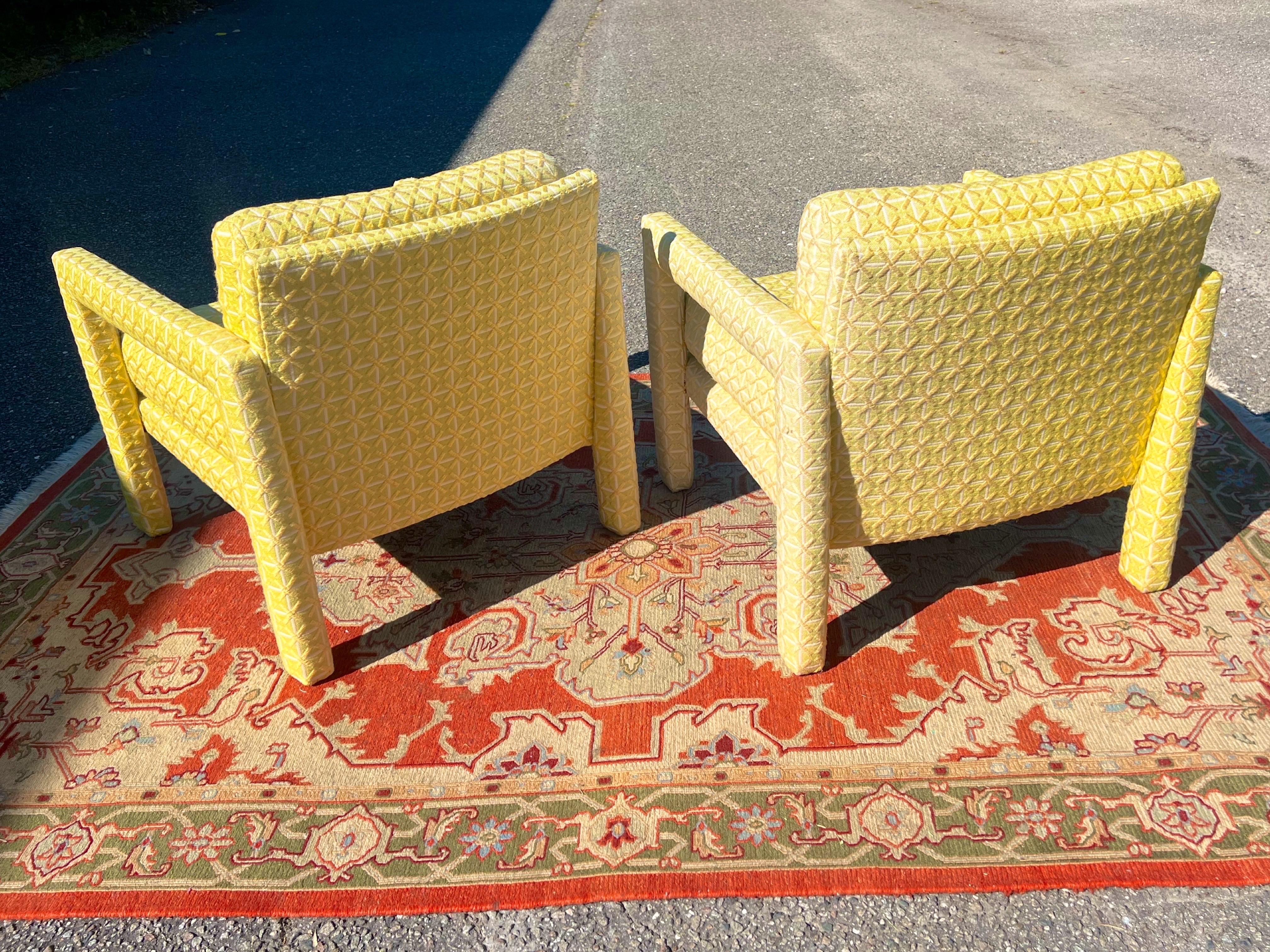 Milo Baughman Yellow Parsons Chairs 3