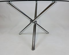Milo Baugman Style Midcentury Jax Chrome Glass Tripod Dining/Centre Hall Table