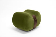 Milo Bean Ottoman, Avocado/Creme Brulee Velvet