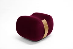 Milo Bean Ottoman, Cranberry/Umber Velvet