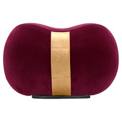 Pouf Milo Bean, velours canneberge/moyen