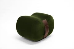 Milo Bean Ottoman, Evergreen/Creme Brulee Velvet