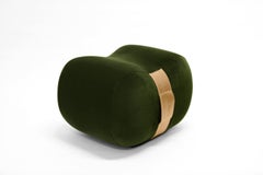 Milo Bean Ottoman, Evergreen/Umber Velvet