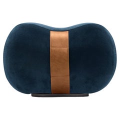 Pouf Milo Bean, velours océan/Chesterfield