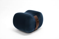 Milo Bean Ottoman, Ocean/Creme Brulee Velvet