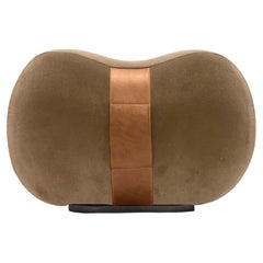 Pouf Milo Bean, velours taupe/Chesterfield