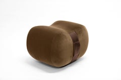 Milo Bean Ottoman, Taupe/Creme Brulee Velvet
