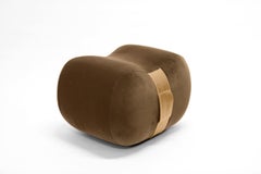 Milo Bean Ottoman, Taupe/Umber Velvet