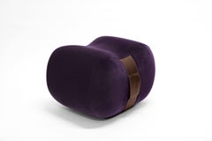 Milo Bean Ottoman, Violet/Creme Brulee Velvet