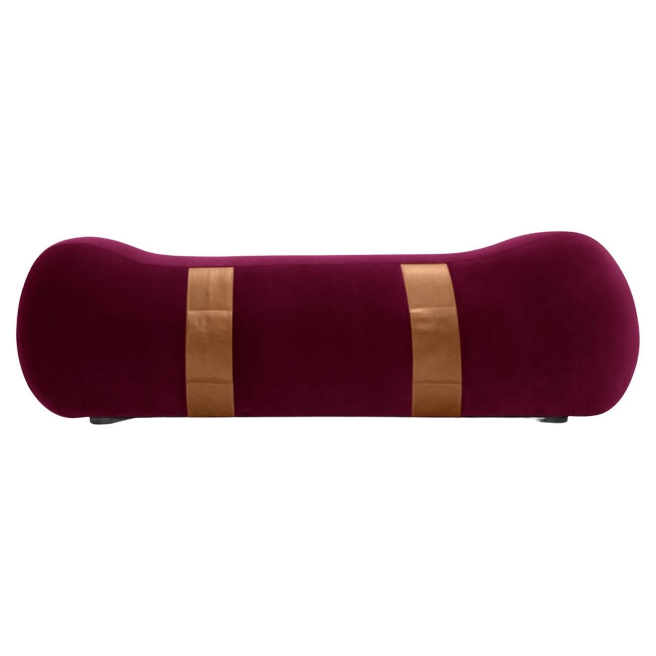 Milo Bench, Cranberry / Chesterfield For Sale