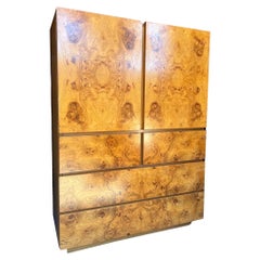 Milo Boughman for Lane Mid-Century Modern Burl Wood Gentleman Dresser or Armoire