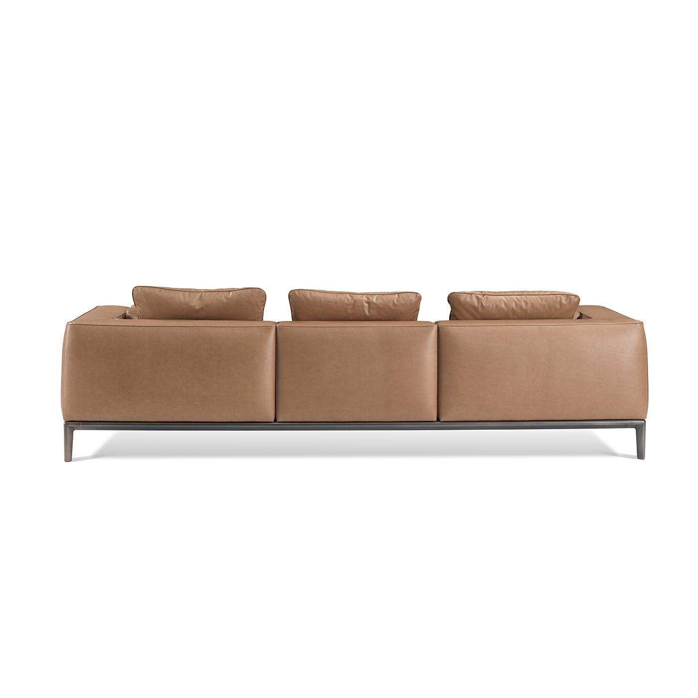 Italian Milo Brown Leather Sofa by Stefano Giovannoni For Sale
