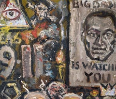 Conspiracies - Figurative Political Pop Art in Oil and Mixed Media on Canvas