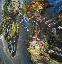 Women and a Tiger Cub - Pop Art in Oil and Mixed Media on Masonite