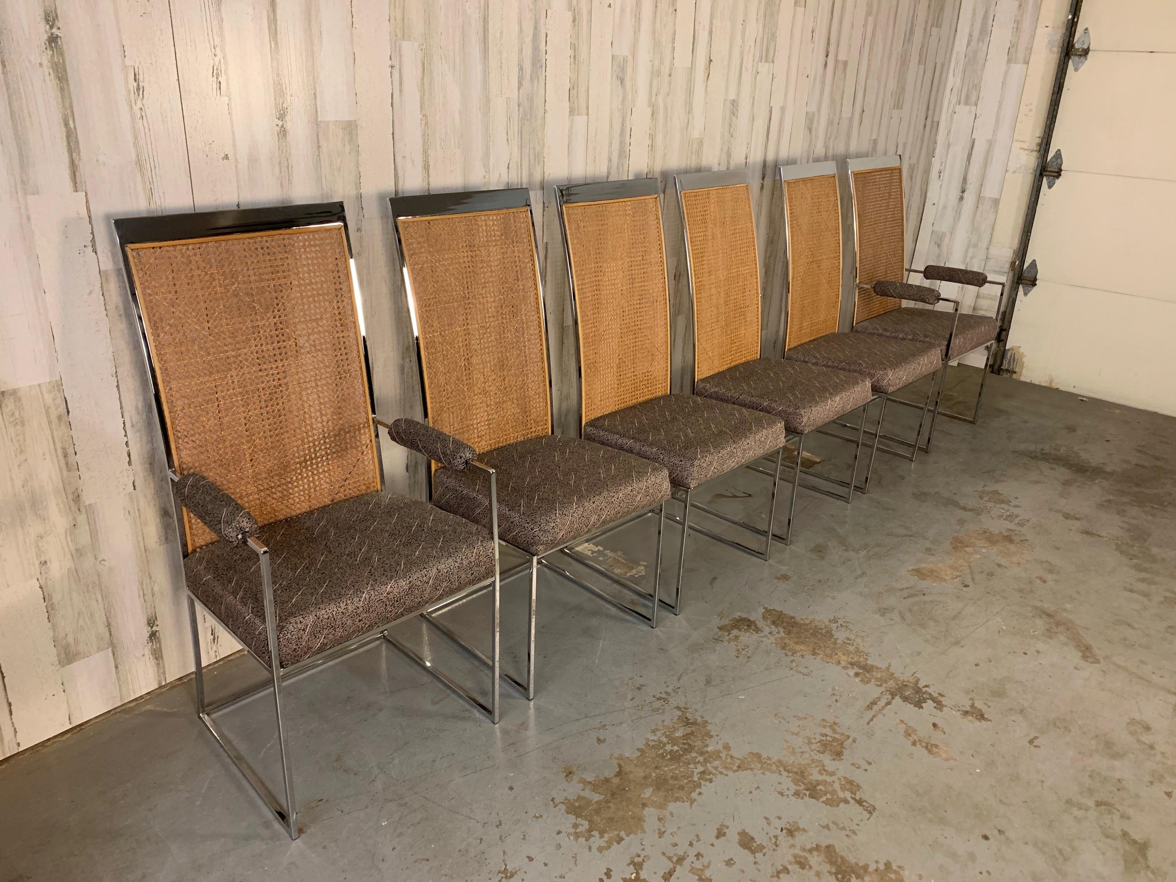 Milo Baughman Esszimmerstühle aus Schilfrohr mit hoher Rückenlehne für Thayer Coggin im Angebot 3