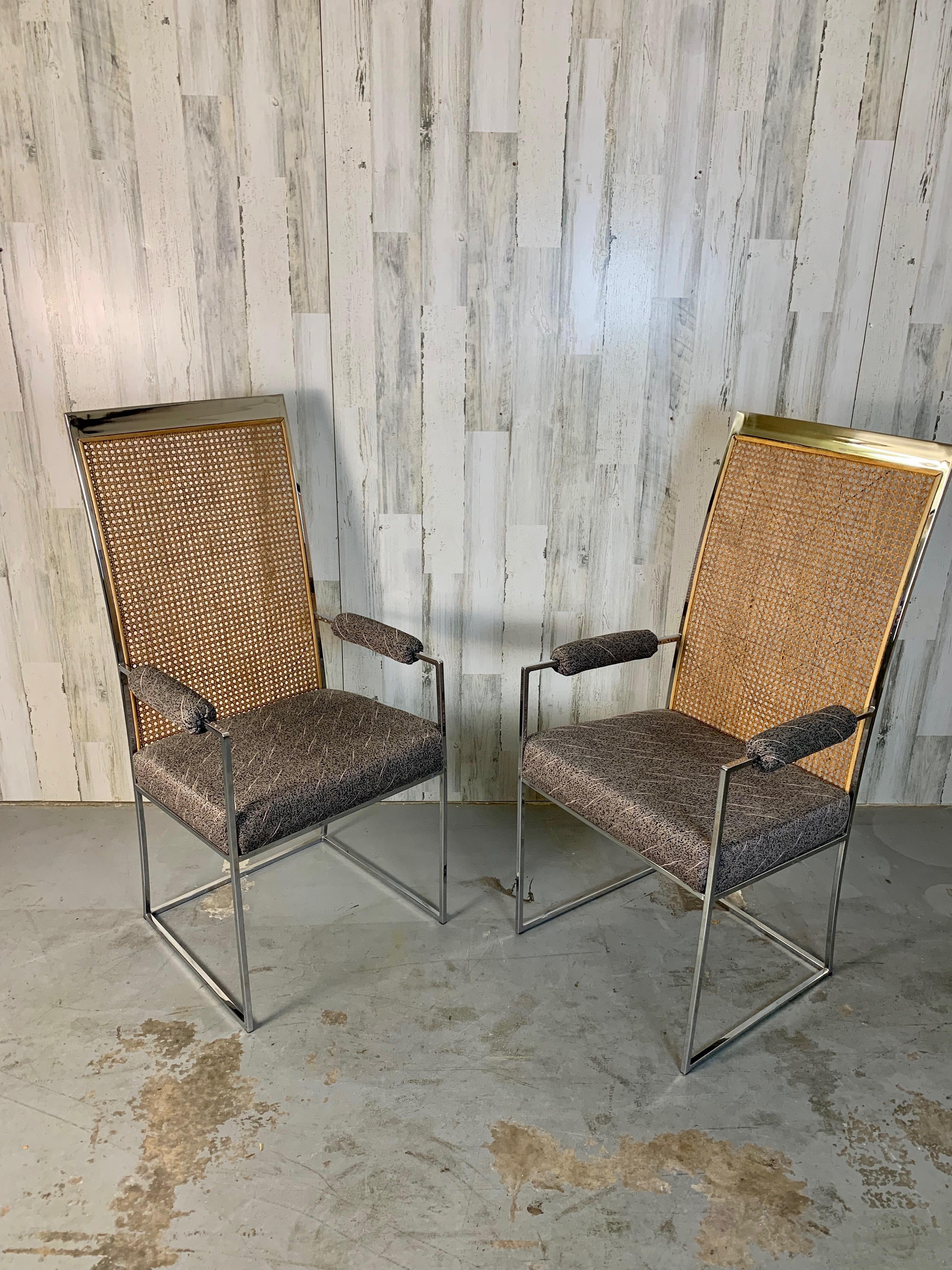 Mid-Century Modern Milo Baughman High Back Cane Dining Chairs for Thayer Coggin For Sale