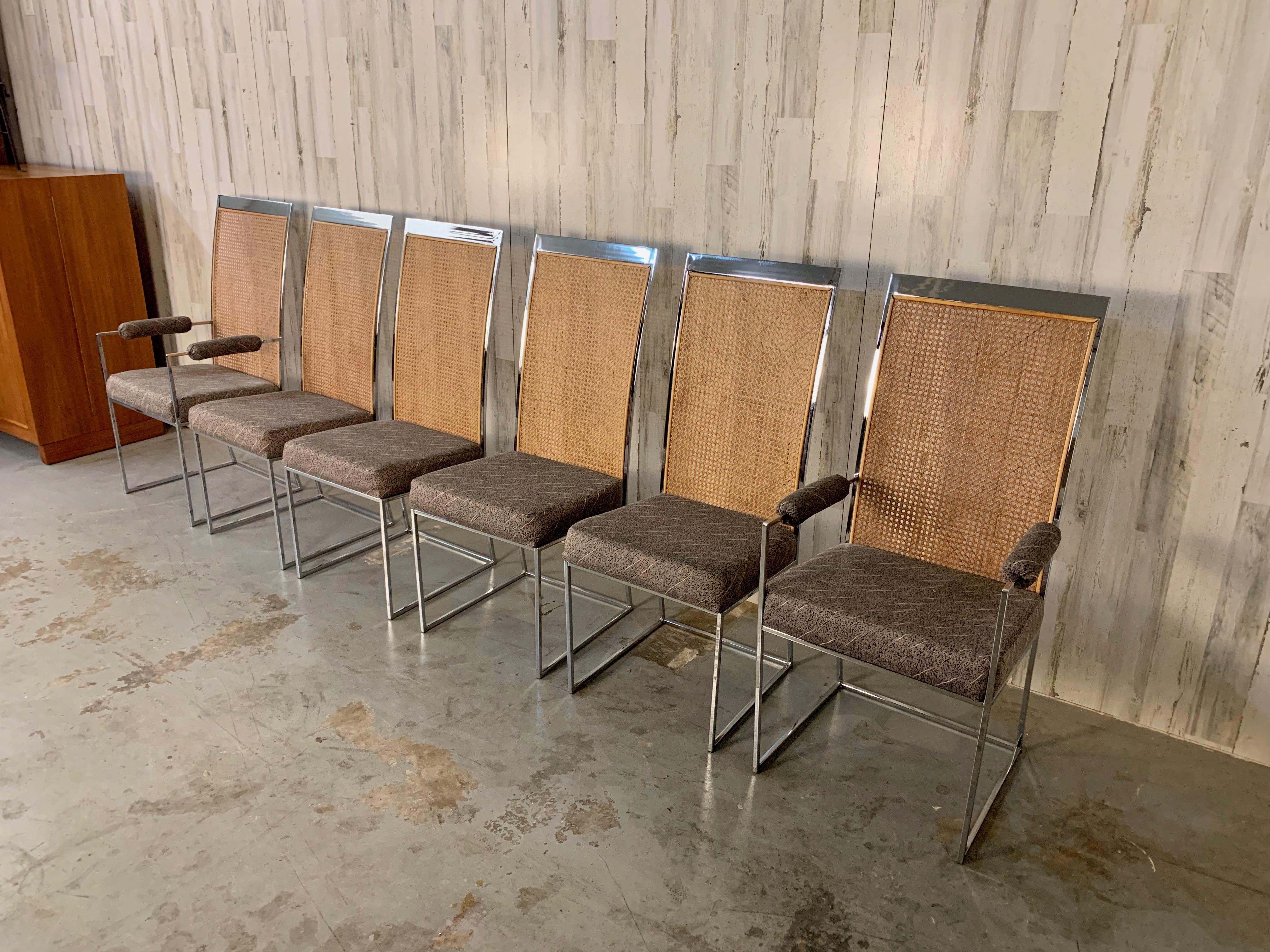 Milo Baughman Esszimmerstühle aus Schilfrohr mit hoher Rückenlehne für Thayer Coggin (20. Jahrhundert) im Angebot