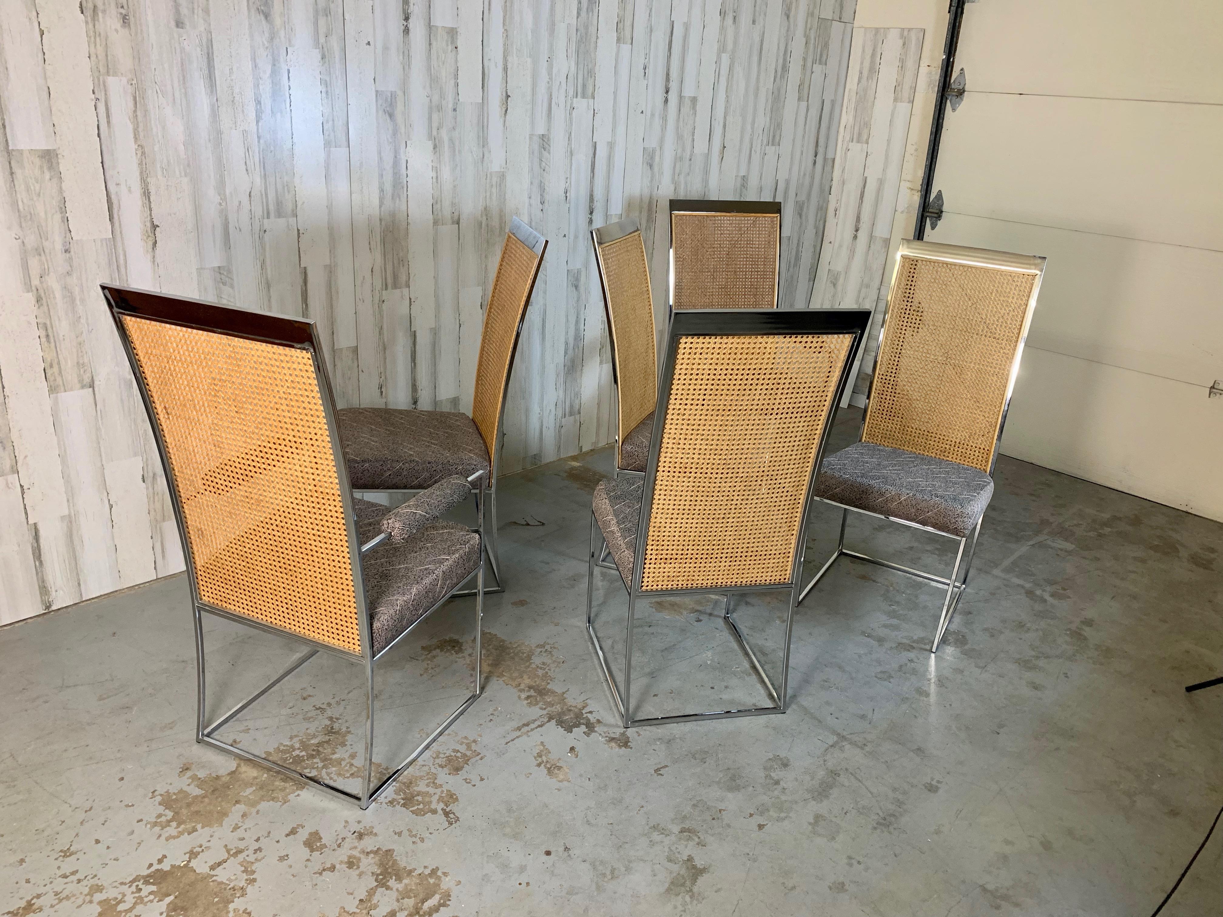 20th Century Milo Baughman High Back Cane Dining Chairs for Thayer Coggin For Sale