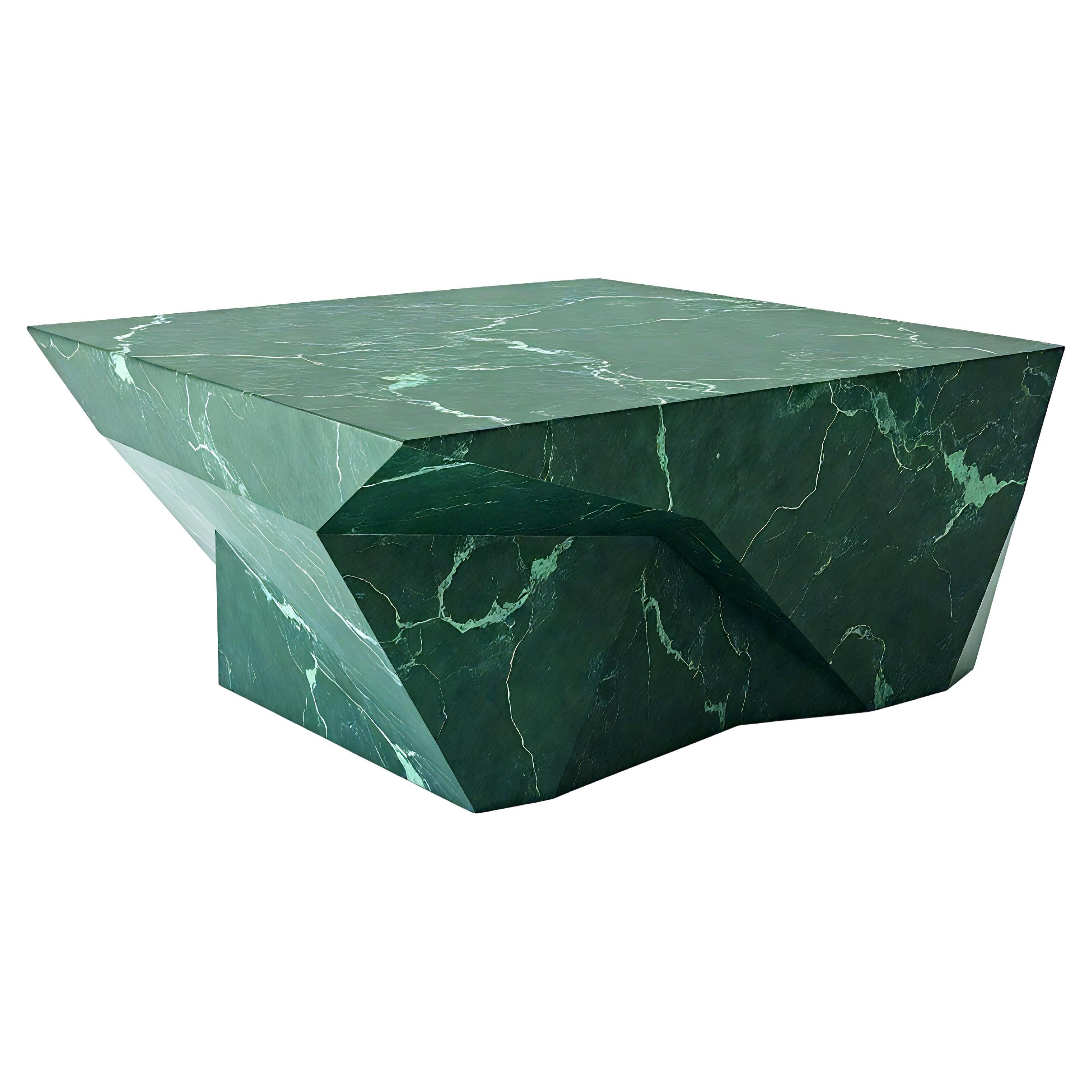 Milo - Geometric Marble Coffee Table with Faceted Sculptural Base by Artisanal