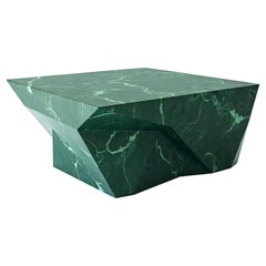 Milo - Geometric Marble Coffee Table with Faceted Sculptural Base by Artisanal