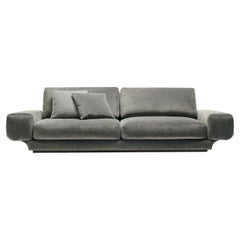 Sofá de 3 plazas de tela gris Milo con detalles de aluminio by Zanaboni