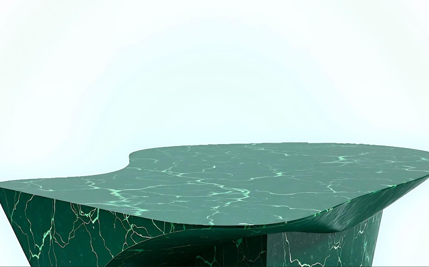 Contemporary Milo - Green Marble Coffee Table with Architectural Art Deco by Artisanal For Sale